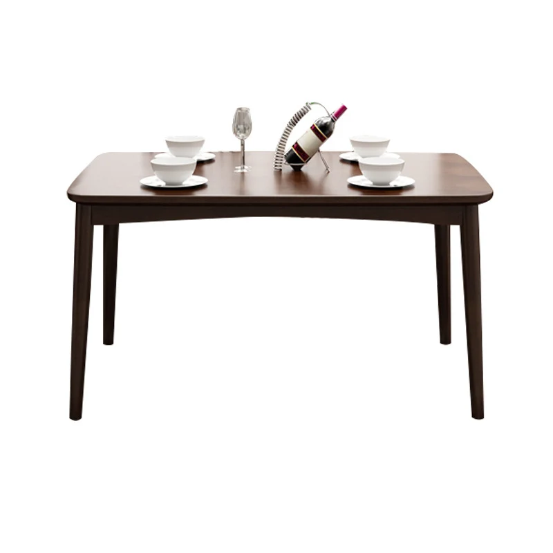 Contemporary Nordic Solid Wood Microfiber Leather Square Dining Table & Chair Set For 4/6 Seats