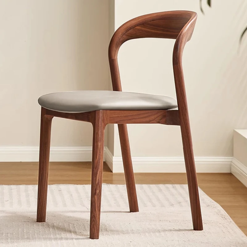 Modern Minimalist Square Seat Cushion Microfiber Leather Ash Wood Sponge Dining Chair Backrest For Dining Room