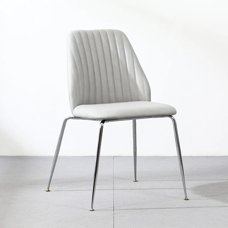 Modern Minimalist Rectangular Metal Synthetic Fabric Sponge Dining Chair Backrest For Dining Room