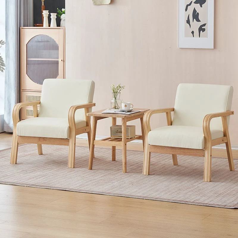 Modern Minimalist Pine Solid Wood Plywood Medium Density Fiberboard PU Leather Latex Beads Table & Chair Set for Living Room