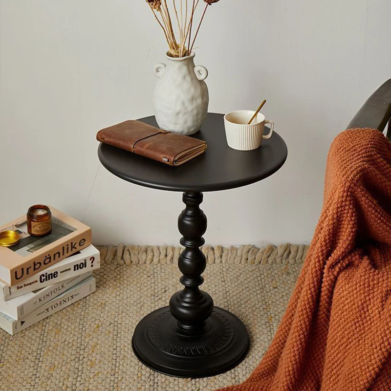 Traditional French Round Wrought Iron End Table 1-Tier For Living Room