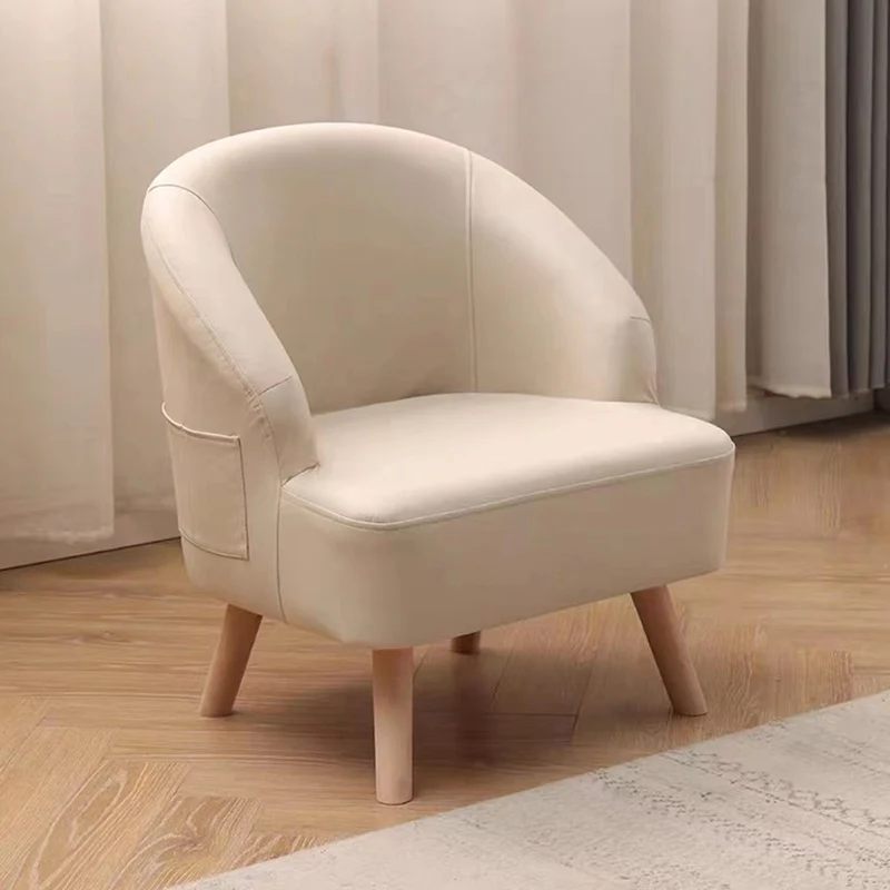 Contemporary Scandinavian Synthetic Fabric Solid Wood Semi-Enclosed Cylindrical Accent Chair With Backrest For Living Room