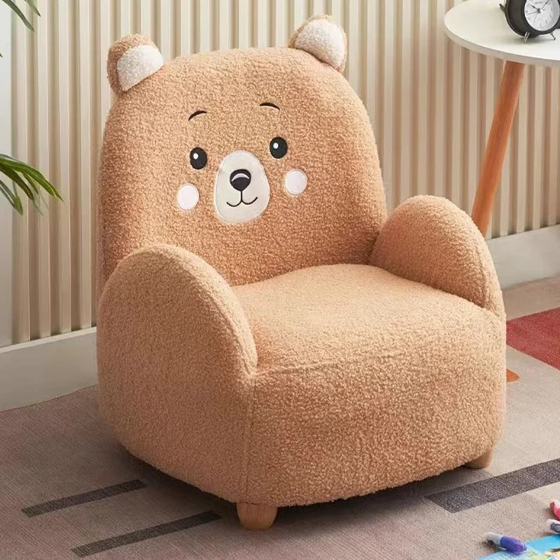 Modern Art Deco Sherpa Fabric Solid Wood Cartoon Animal Rounded Square Accent Chair With Backrest Armrests For Living Room