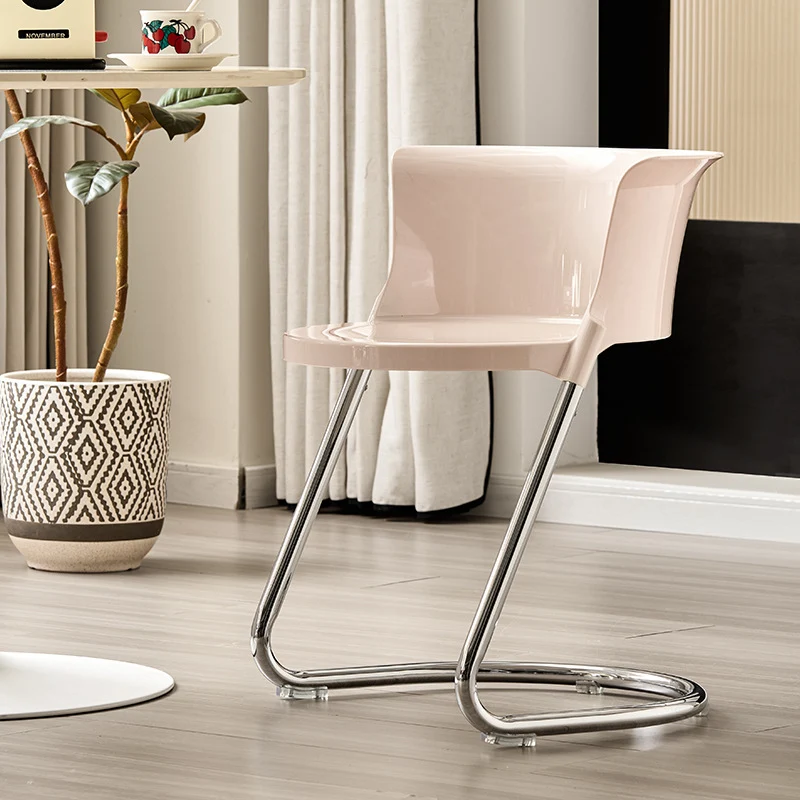Modern Minimalist Curved PC Iron Dining Chair Backrest Armless For Dining Room