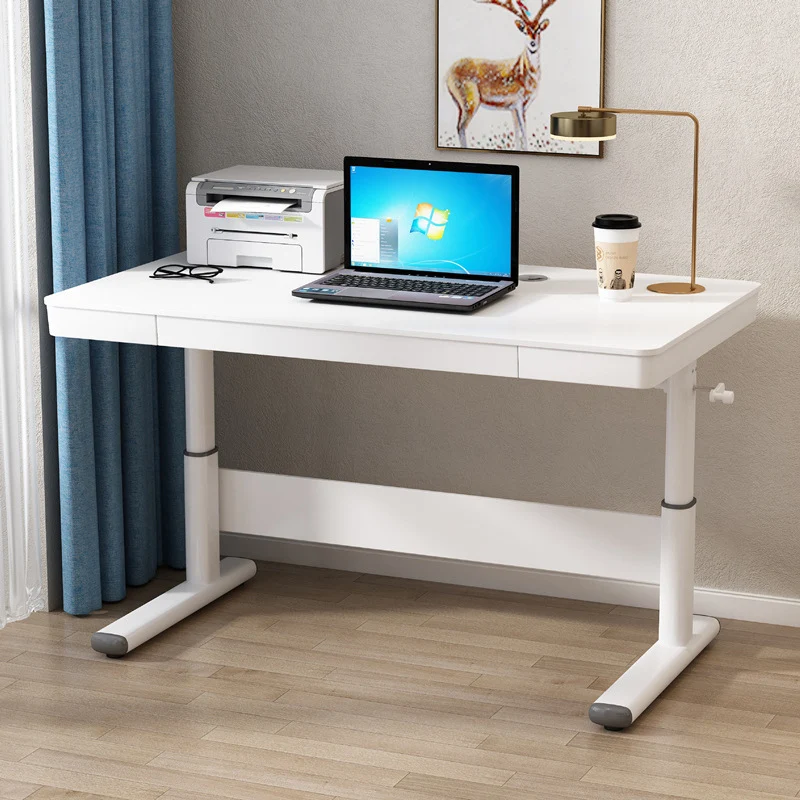 Modern Simplicity Liftable Rectangular Eco-Friendly Engineered Wood & Particle Board Carbon Steel Desk 1-Drawer For Home Office