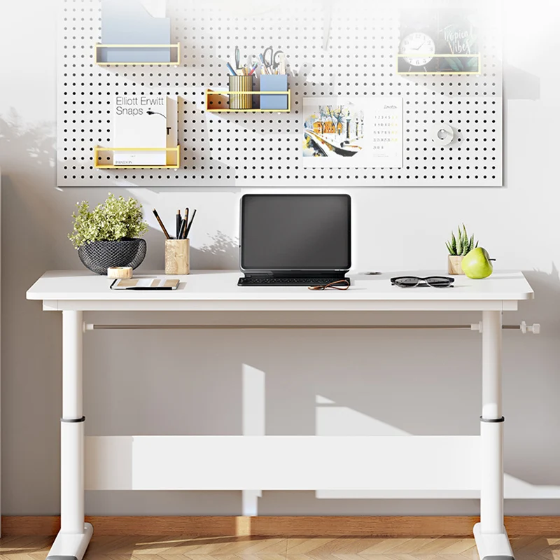 Modern Simplicity Liftable Rectangular Eco-Friendly Engineered Wood & Particle Board Carbon Steel Desk 1-Tier For Home Office