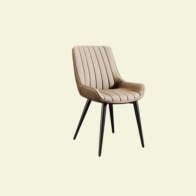 Modern Minimalist Rectangular Carbon Steel Faux Leather Sponge Dining Chair Backrest Armless For Dining Room