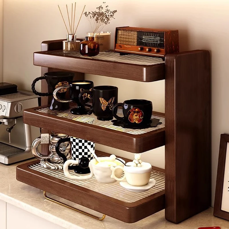 Modern Minimalist MDF Acrylic Iron Rectangular Desktop Storage Shelf 3-Tier For Living Room & Bedroom