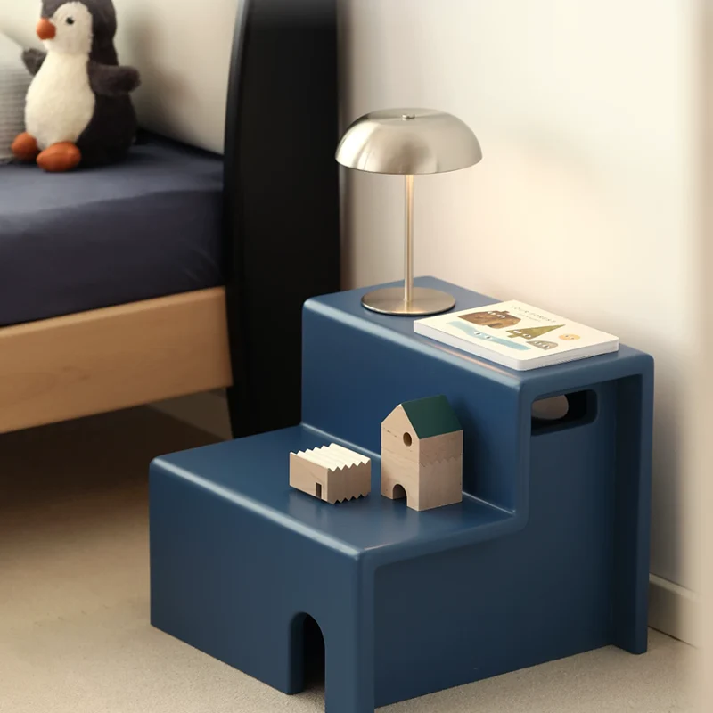 Beech Wood Cherry Wood Stable 2-Step Toddler Stool Kids Footstool - Nordic Stool With Rounded Corners & Easy-Carry Handles For Living Room