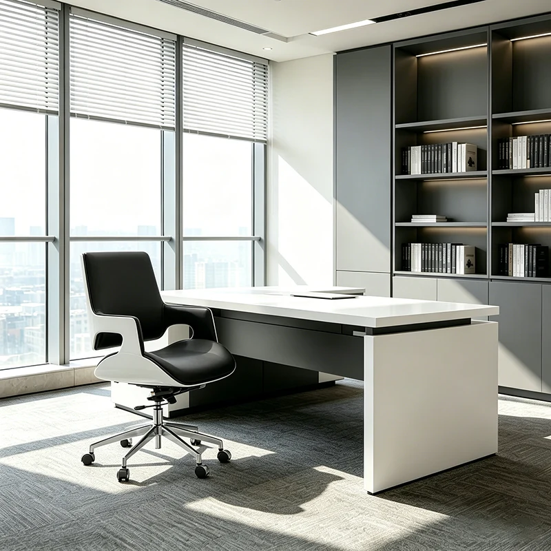 Modern Mid Back Office Chair With Aluminum Base - Swivel Desk Chair With Ergonomic Cushion & SGS Gas Lift For Home Office