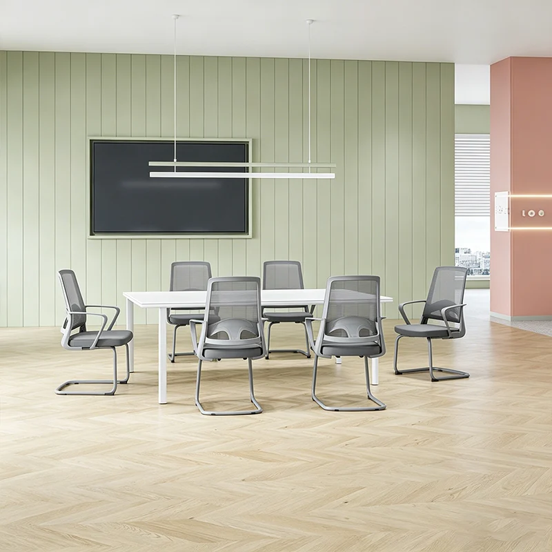 Modern Ergonomic Gray Mesh Office Guest Chair - Durable Steel Cantilever Base Breathable Seat Desk Chair For Home Office