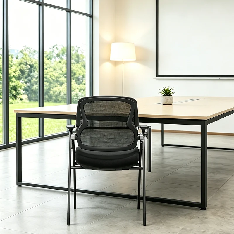 Modern Mesh Training Chair With Foldable Seat & Tablet Arm - Multi-Function Conference Desk Chair For Home Office