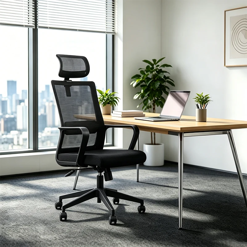 Modern Ergonomic High Back Breathable Mesh Office Chair - Rectangular Adjustable Headrest Desk Chair For Home Office