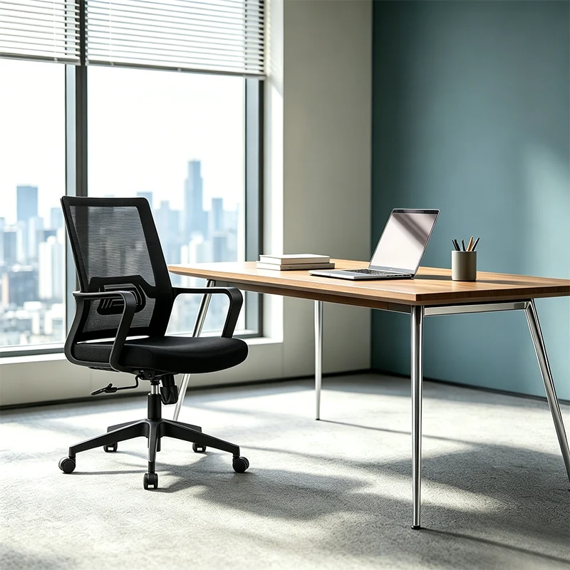 Modern Ergonomic Mid Back Mesh Office Chair - Rectangular Lumbar Support Reclining Tilt Desk Chair For Home Office