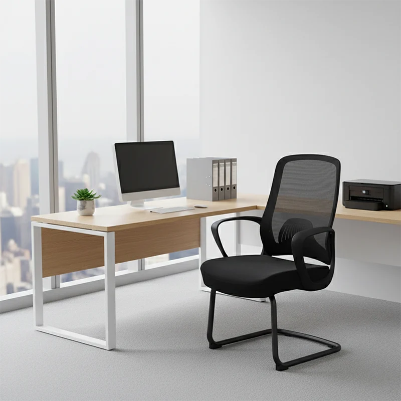 Modern Minimalist Executive Visitor Chair: Black Mesh Desk Chair - Ergonomic Backrest Office Chair For Home Office
