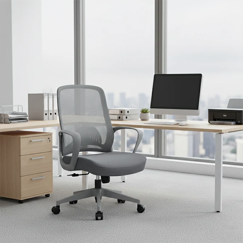 Modern Minimalist Mid-Back Desk Chair: Ergonomic Gaming Chair - Adjustable Headrest & Lumbar Support Swivel Chair For Home Office