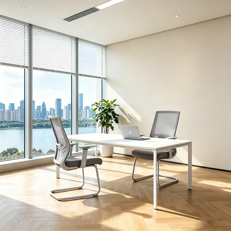 Modern Gray Ergonomic Mesh Conference Desk Chair - Gray Frame & Breathable Seat Office Chair For Home Office