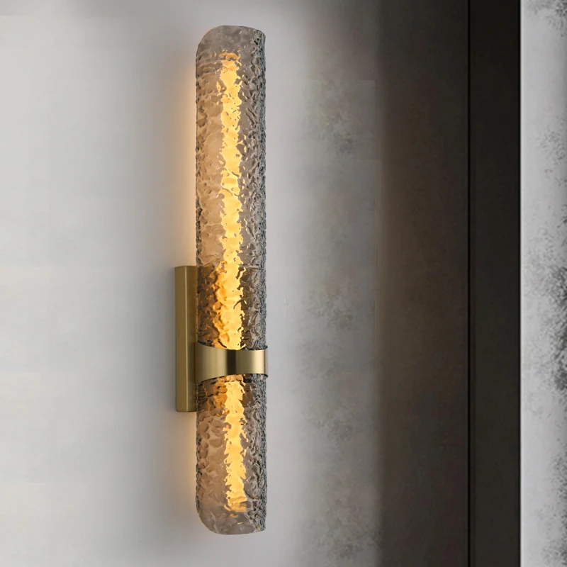 Contemporary Scandinavian Iron Acrylic Water Wave Cylinder LED Wall Sconce Lamp For Living Room