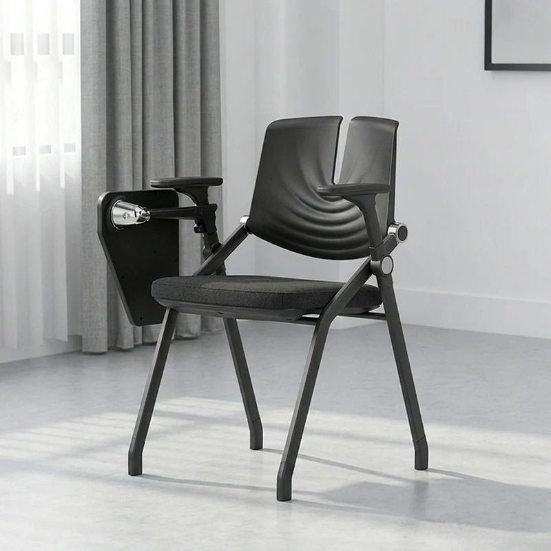 Premium High-Density Sponge Ergonomic Desk Chair - Minimalist Foldable Chair With Adjustable Armrests & Writing Board For Home Office