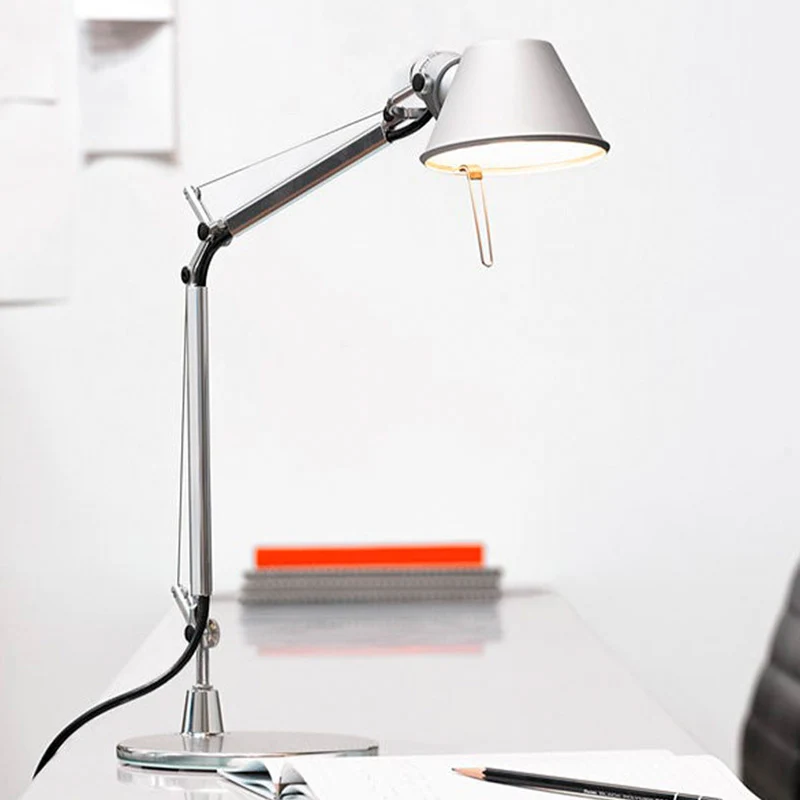 Contemporary Industrial Cylindrical Aluminum Alloy Adjustable 1-Light Desk Lamp For Home Office