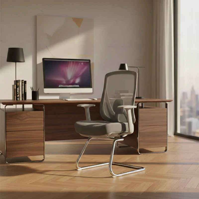 Modern Minimalist Mesh Bow Reception Chair - Tear-Resistant Mesh & Lumbar Support Business Use Desk Chair For Home Office