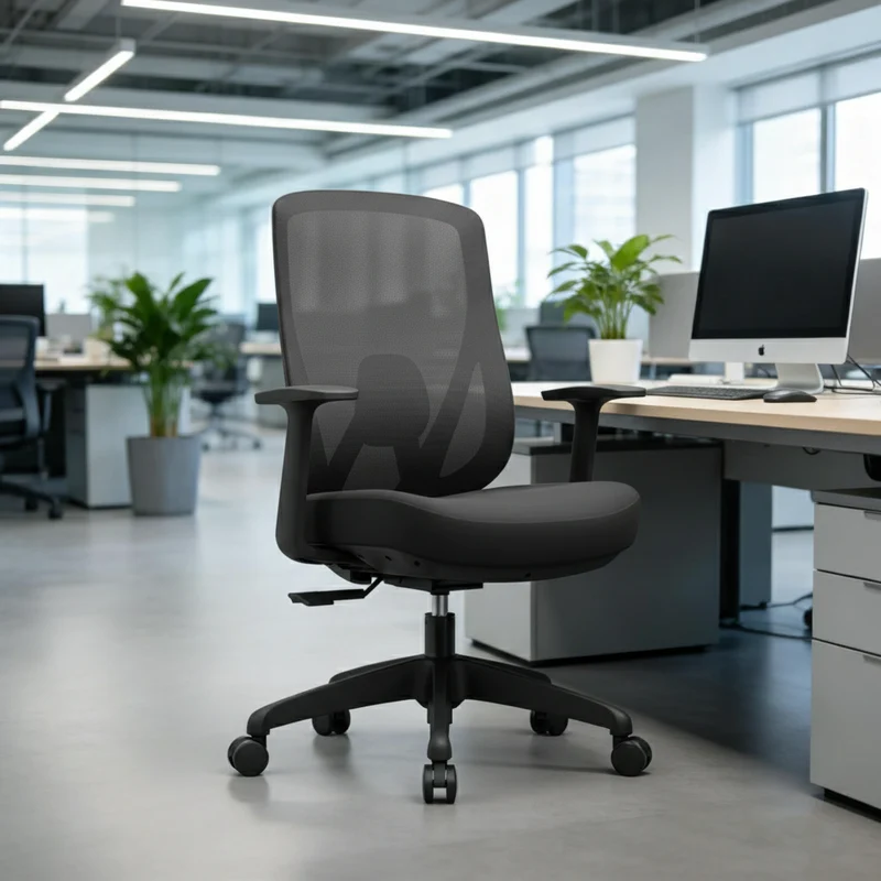Modern Minimalist Mid-Back Mesh Office Chair - Adaptive Lumbar Support Tilt Adjustment Silent Casters Desk Chair For Home Office