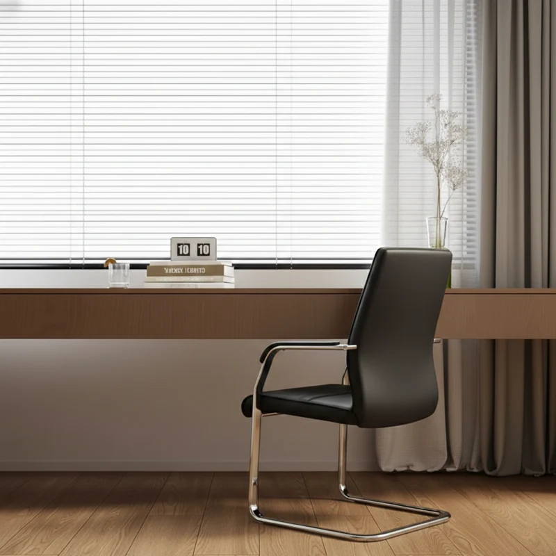 Modern Minimalist Leather Plywood Metal Conference Chair Ergonomic Guest Desk Chair Sled Base Executive Meeting Chair For Office Reception Set Of 4