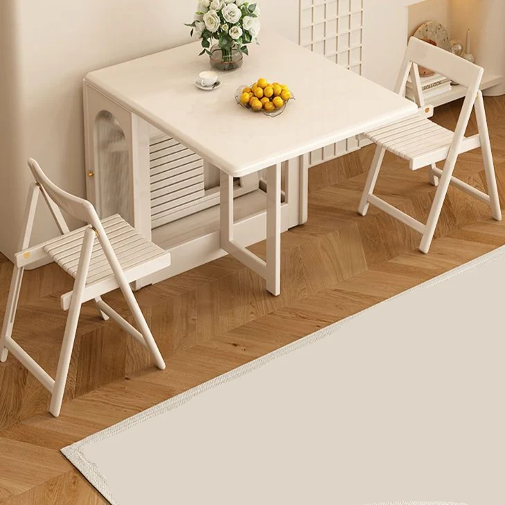 Modern Minimalist Rubberwood Foldable Square Dining Chair With Backrest For Dining Room