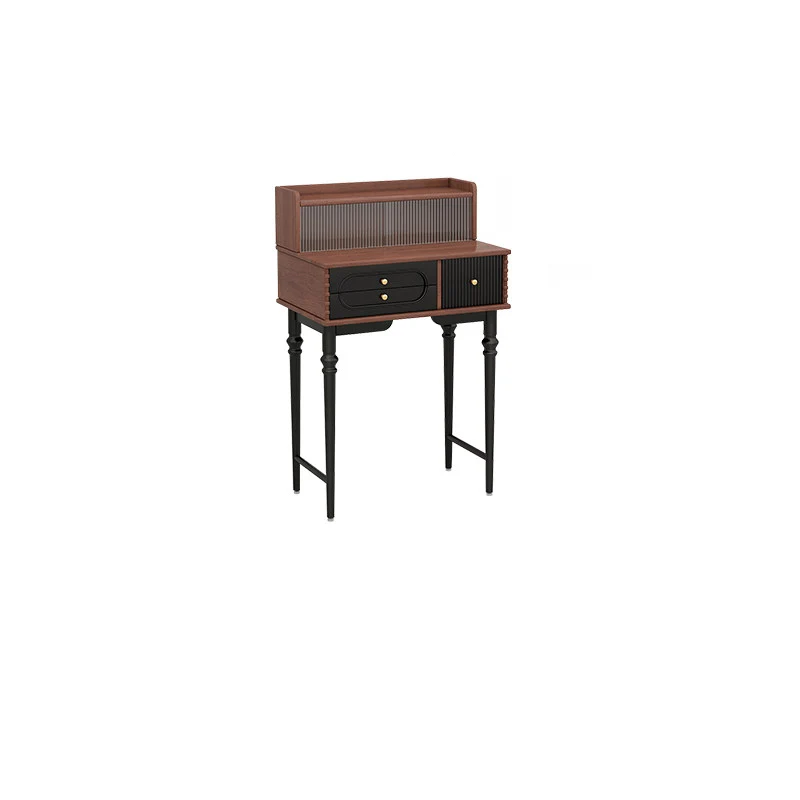 Traditional French Plywood Cylindrical Rectangular Makeup Vanity 3-Drawer For Bedroom