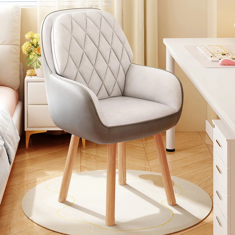 Modern Minimalist Synthetic Fabric Cat Scratch Leather Beech Wood Square Swivel Desk Chair Armrest Backrest For Home Office