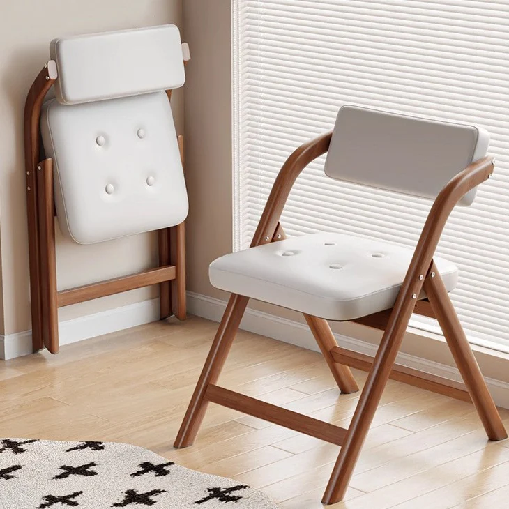 Modern Minimalist Synthetic Fabric Carbon Steel Rectangular Foldable Dining Chair Armless Backrest For Dining Room & Kitchen