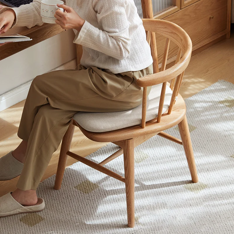Traditional French Rubberwood Curved Rotatable Dining Chair Backrest Armless For Living Room & Dining Room