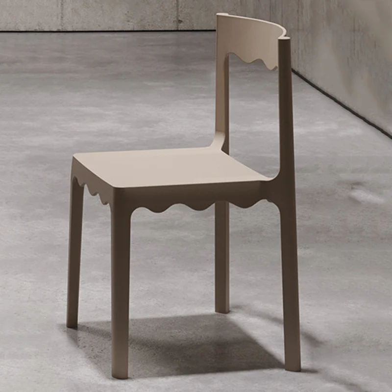 Contemporary Nordic Wave Square PP Plastic Stackable Dining Chair Backrest Armless For Dining Room