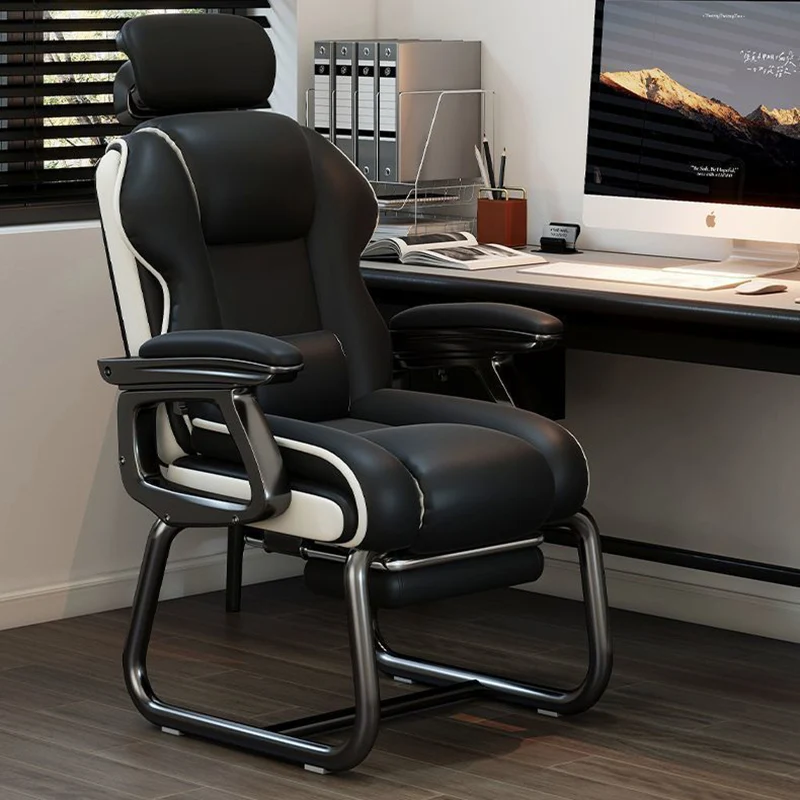 Modern Minimalist Square PU Leather Nylon MDF Iron Desk Chair Backrest Armrest For Home Office
