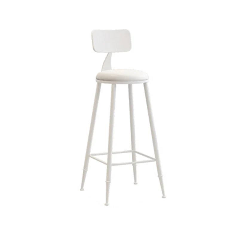 Modern Minimalist Round PU Leather Galvanized Steel Bar Stool Backrest Armless For Dining Room & Kitchen