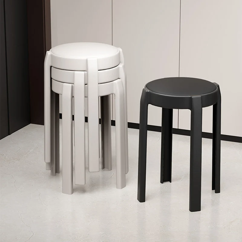 Modern Minimalist Round PU Leather PP Stackable Dining Chair Backrest Armrest For Dining Room & Kitchen