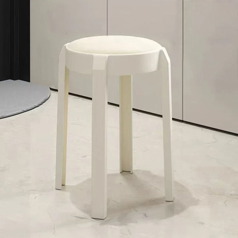Modern Minimalist Round PU Leather PP Stackable Dining Chair Backrest Armrest For Dining Room & Kitchen