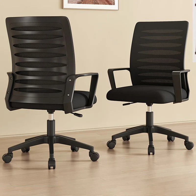 Modern Minimalist Square Mesh Fabric Nylon Swivel Height Adjustable Movable Desk Chair Backrest Armrest For Home Office