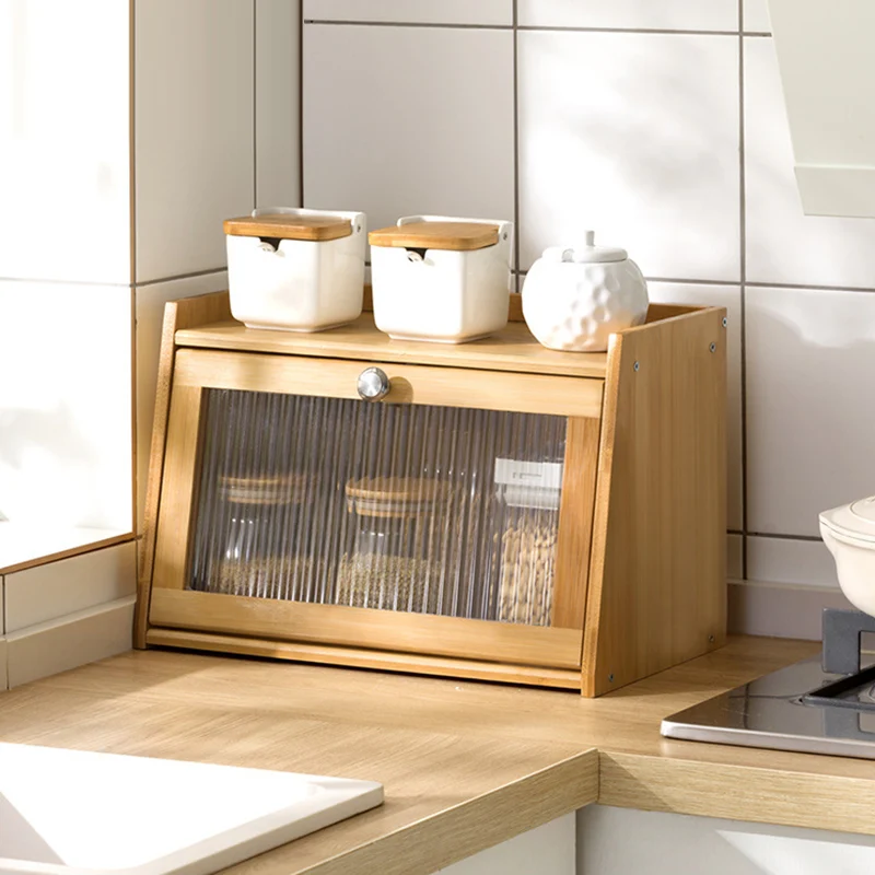Traditional Vintage Rectangular Nan Bamboo Plywood Acrylic Desktop Storage Shelf 2/3-Tier For Kitchen