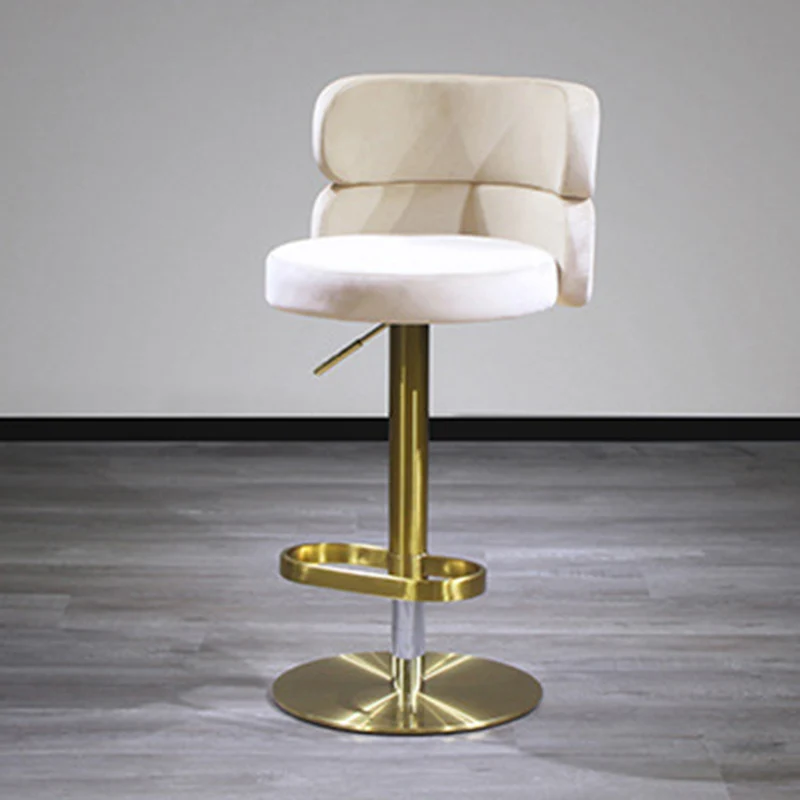Contemporary Luxury Curved Rectangular Stainless Steel Velvet Bar Stool Backrest Armless For Dining Room & Kitchen
