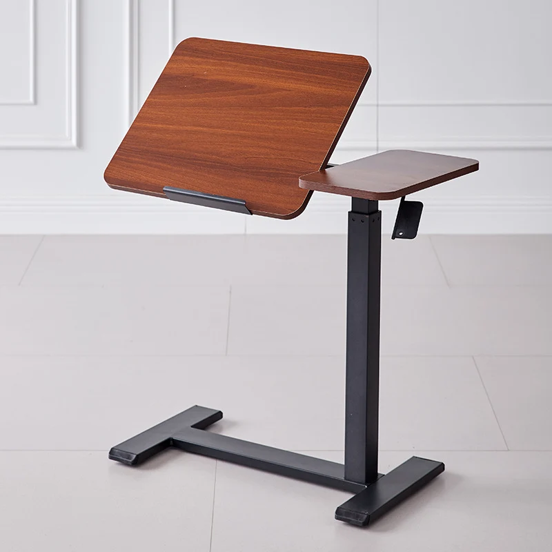 Modern Minimalist Rectangular Medium Density Fiberboard Iron Height-Adjustable Mobile Desk 1-Tier For Home Office