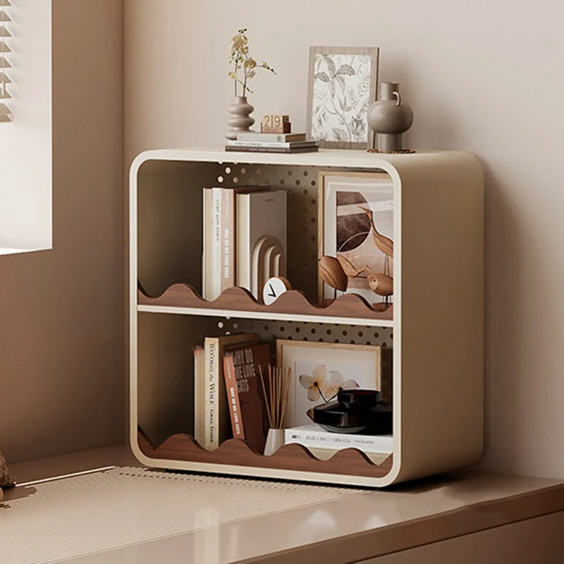 Contemporary Creative Iron & MDF Rectangular Rounded Corner Storage Shelf 3/4-Tier Open Organizer For Home Office Bedroom Window Desk