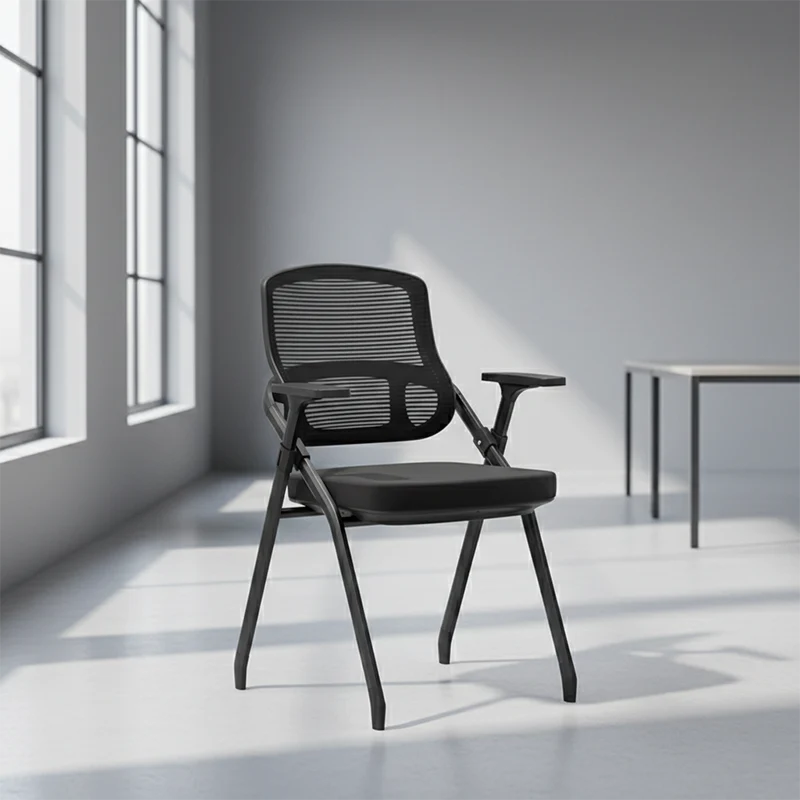 Modern Ergonomic Foldable Mesh Training Chair - Rectangular Stackable Conference Chair Space Saving Commercial Seating For Home Office