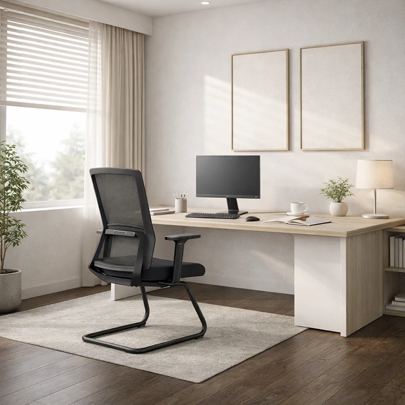 Modern Minimalist Breathable Mesh Office Chair With Lumbar Support - High Density Foam Seat Steel Desk Chair For Home Office