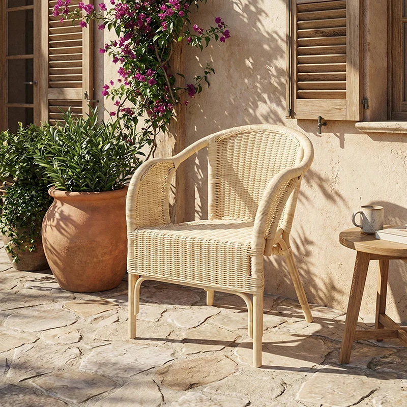 Premium Eco-friendly Rattan Dining Chair - Farmhouse Durable & Stylish Handwoven Craftsmanship For Dining Room