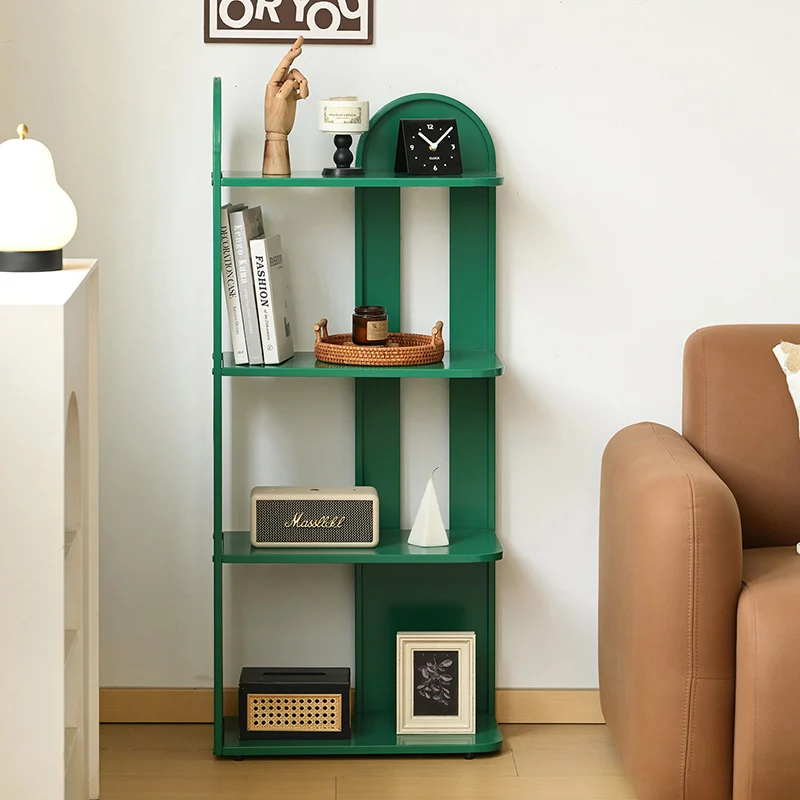 Modern Minimalist Carbon Steel Rounded Rectangular Storage Shelf With 4-Tier Corner Display Rack For Living Room