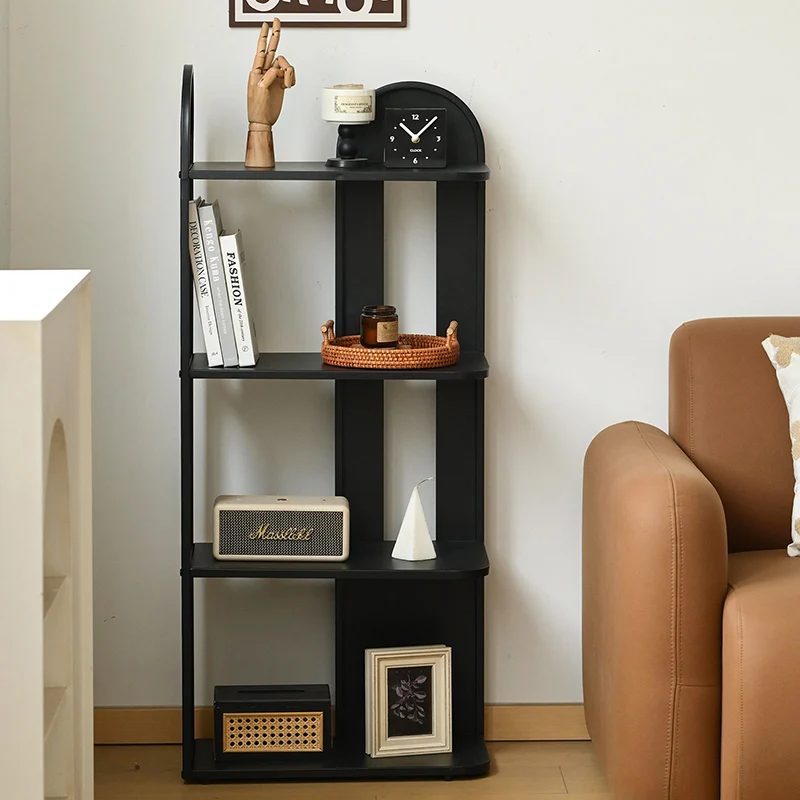 Modern Minimalist Carbon Steel Rounded Rectangular Storage Shelf With 4-Tier Corner Display Rack For Living Room