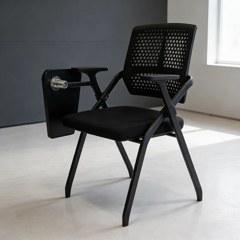 Modern Folding Ergonomic Office Chair - Rectangular Training Chair With 180° Writing Tablet For Home Office