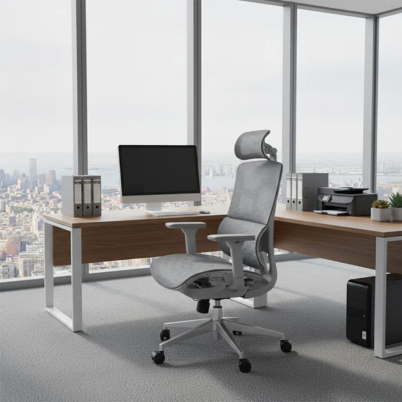 Modern Ergonomic High Back Mesh Grey Executive Office Chair - Adjustable 3D Armrests Lumbar Support Swivel Desk Chair For Home Office
