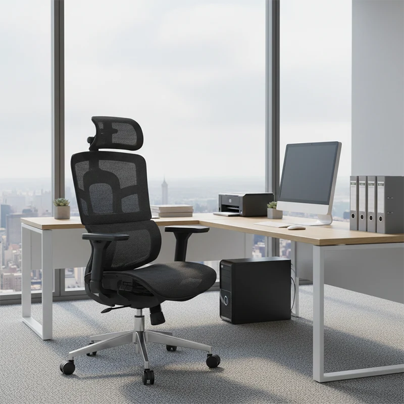 Modern Minimalist High Back Premium Ergonomic Office Chair - 3D Headrest Adjustable Lumbar Support Desk Chair For Home Office